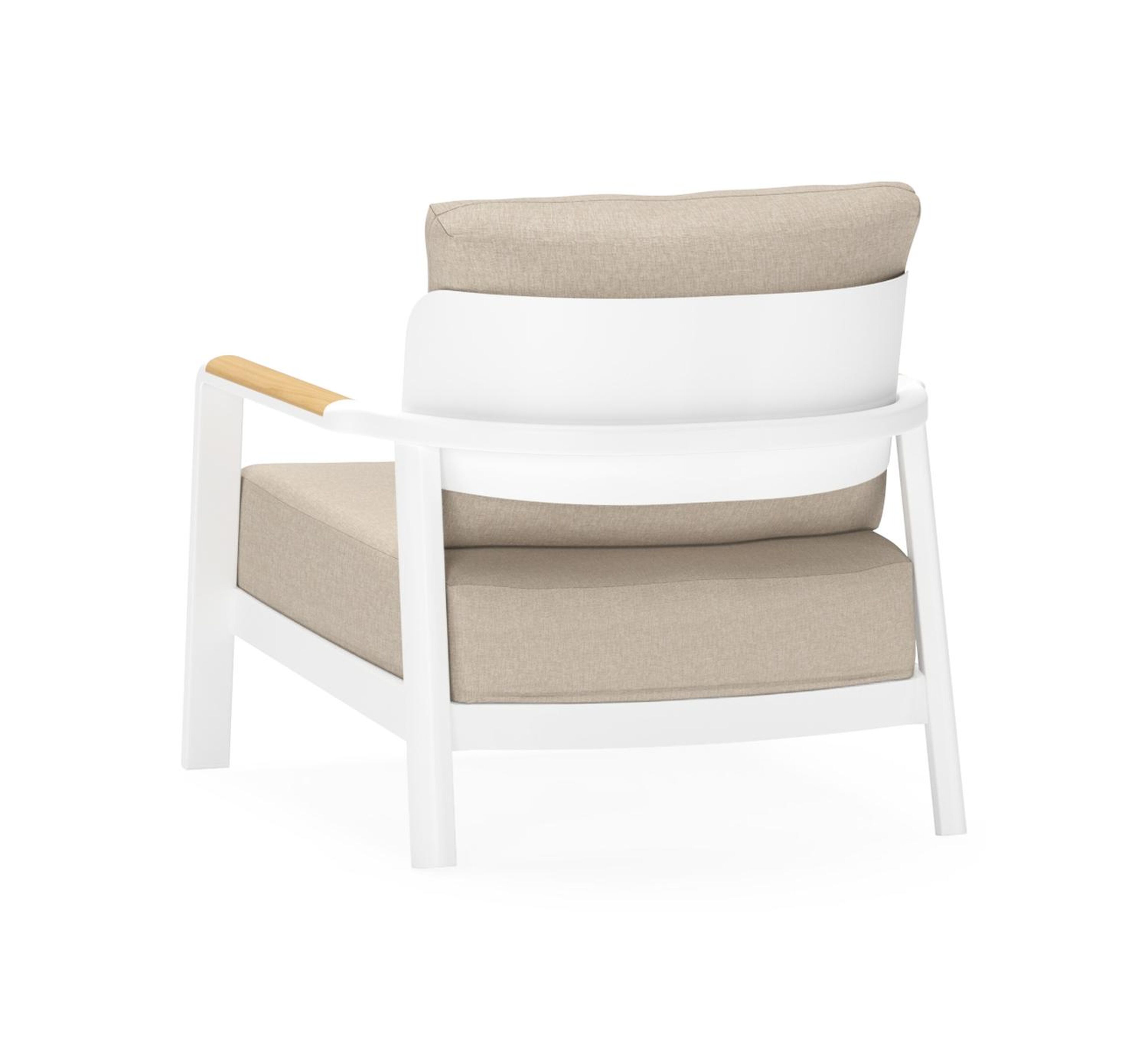 Salamanca loungestoel 1-zit in wit aluminium en teak met desert weather+ softtouch kussen