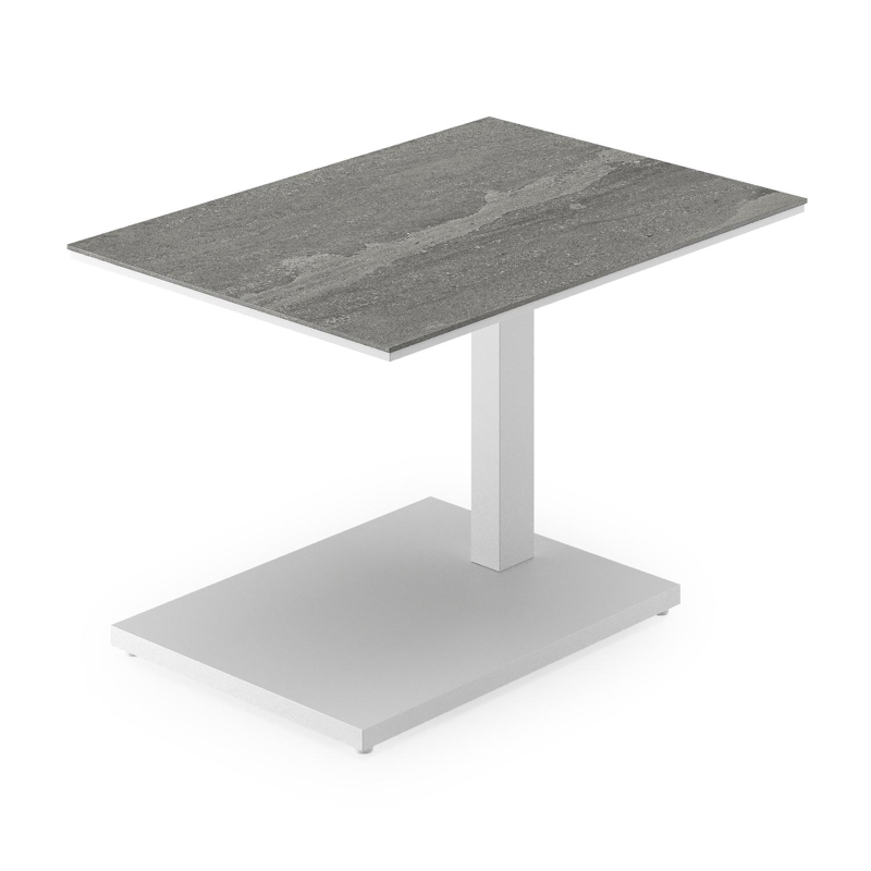 Cirello bijzettafel in wit aluminium en aspen grey volkeramiek - L 70 x B 80 x H 66 cm