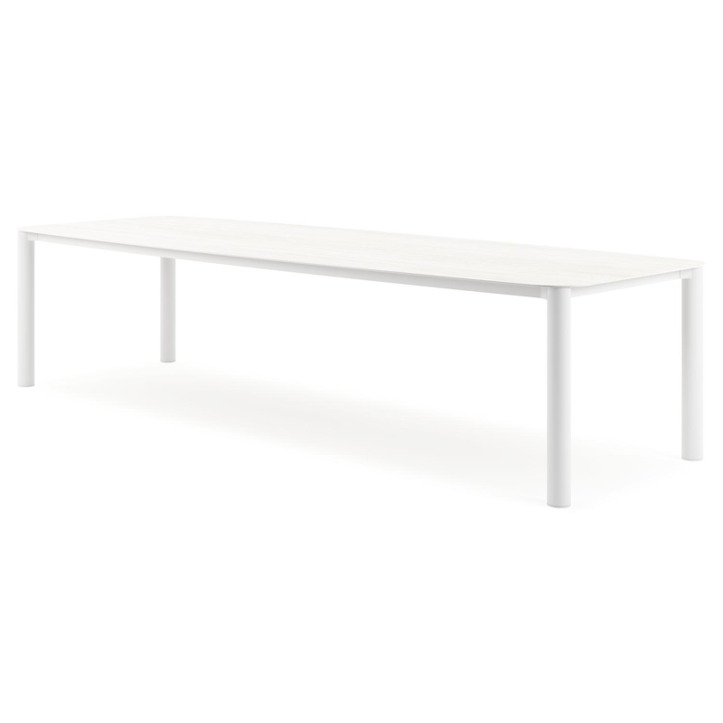 Orso tuintafel bootvorm in wit aluminium en volkeramiek calista - L 315 x B 115 x H 75 cm