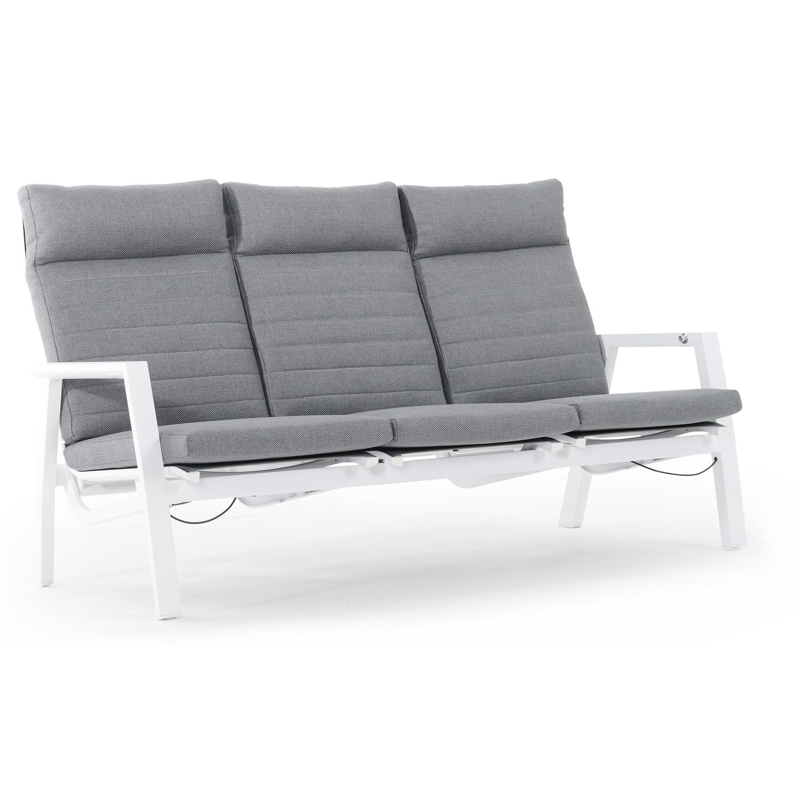 Prato loungezetel 3-zit in wit aluminium met grijs weather+ textilene kussen