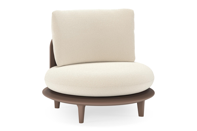 Bomero loungestoel in taupe aluminium met althea off white all weather cosytica kussen