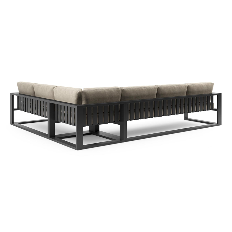 Verato loungehoek in zwart aluminium met marbella sand all weather cosytica kussen