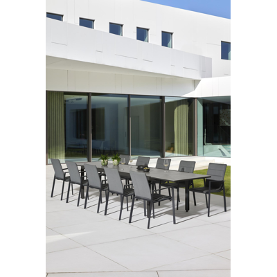 Como (Finato) verlengbare tuintafel in zwart aluminium en volkeramiek grijs - L 240/360 x B 107 x H 76 cm