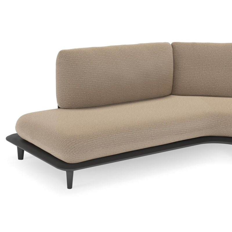 Bomero loungehoek in zwart aluminium met firenze earth all weather solica kussen