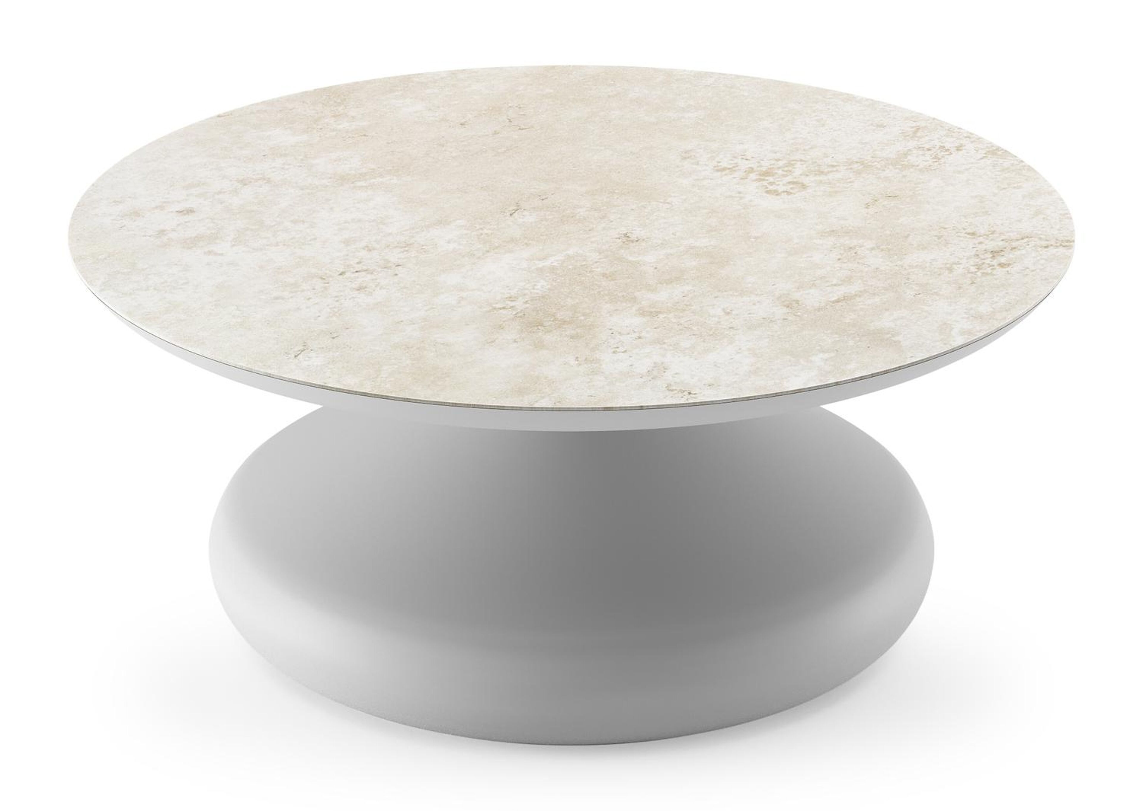 Bomero loungetafel rond in wit aluminium en volkeramiek Rapolano - Dia. 84 x H 32.2 cm