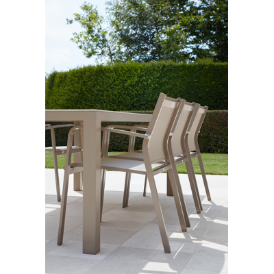 Lago stapelbare tuinstoel cappuccino - aluminium en textilene