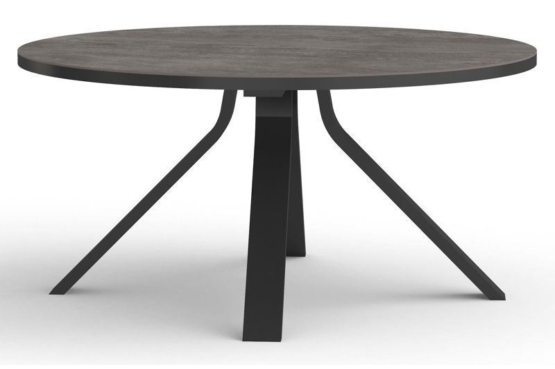 Cesano tuintafel in zwart aluminium en volkeramiek aspen grey - Dia. 148 x H 74,5 cm