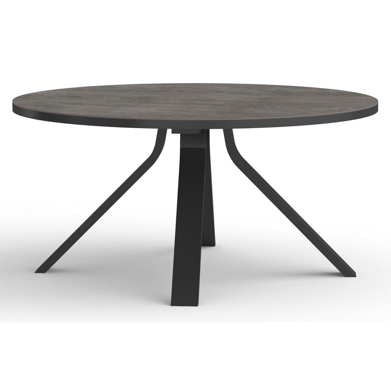 Table de jardin Cesano en aluminium noir et céramique pleine aspen grey - Dia. 148 x H 74,5 cm