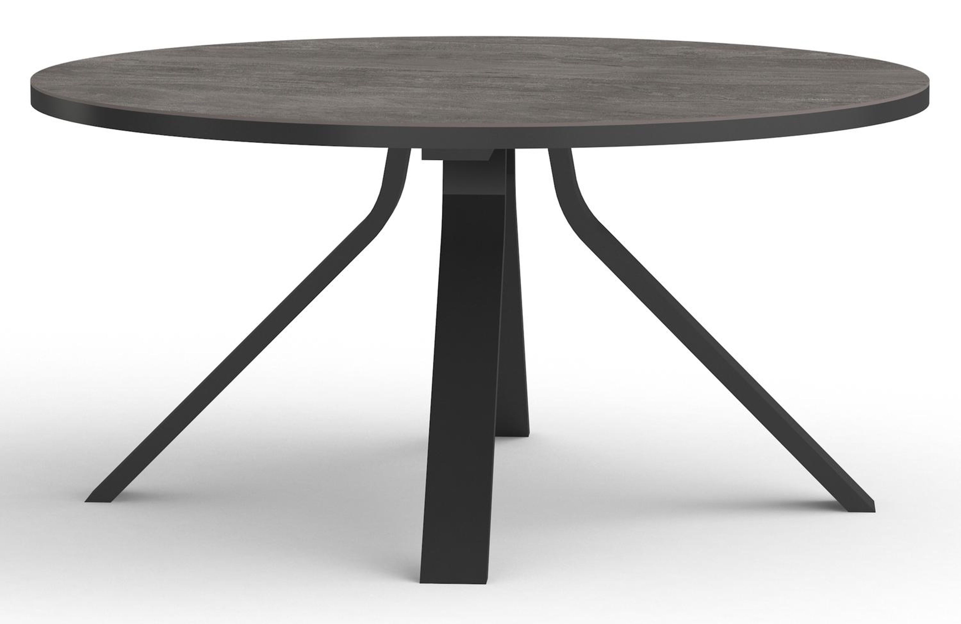 Cesano tuintafel in zwart aluminium en volkeramiek aspen grey - Dia. 148 x H 74,5 cm