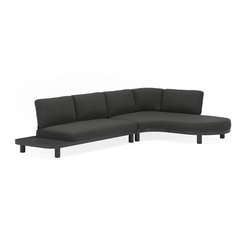 Donato loungehoek in zwart aluminium met all weather sunbrella® luxe Chartres Sooty kussen