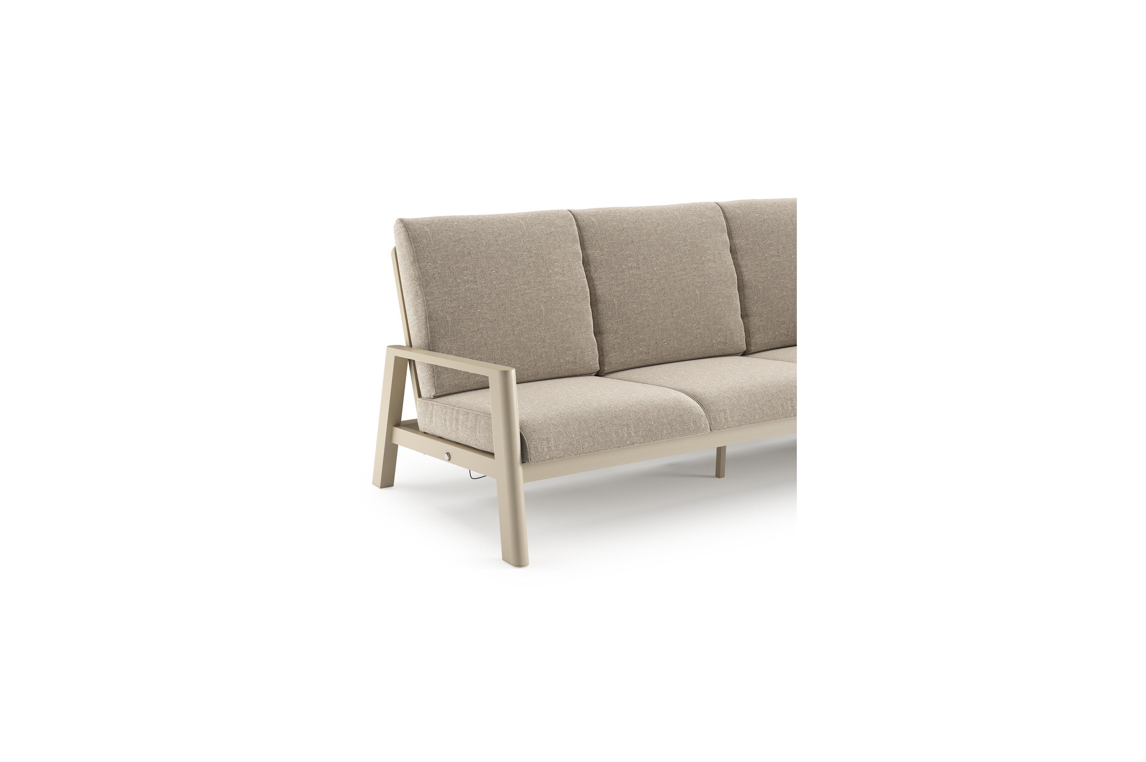 Cirello loungeset in beige aluminium met chartres pewter all weather sunbrella® luxe kussen