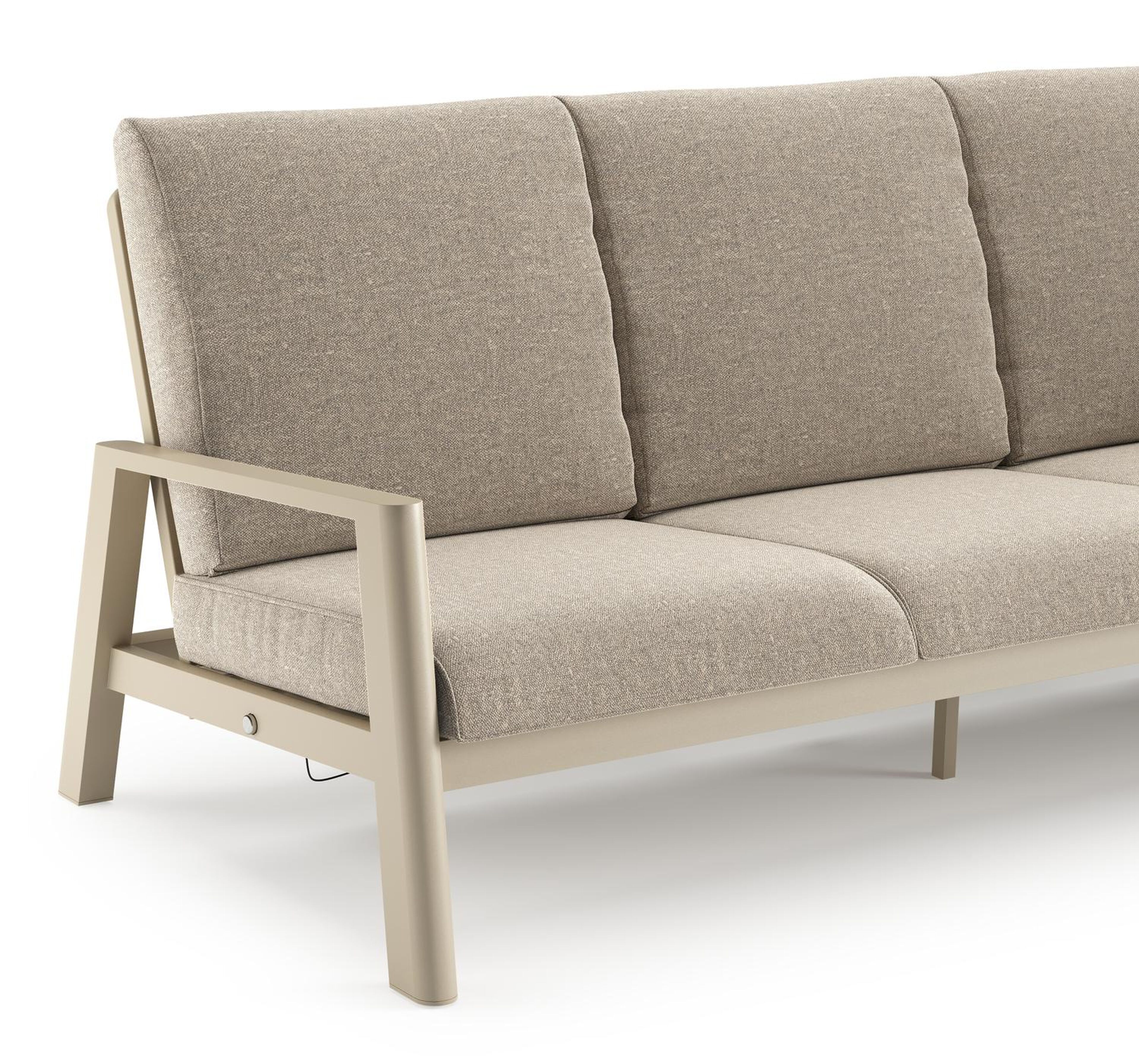 Cirello loungeset in beige aluminium met chartres pewter all weather sunbrella® luxe kussen