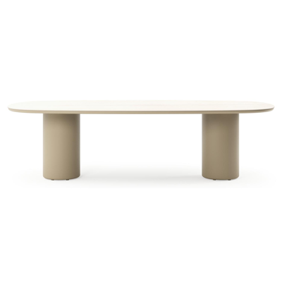 Amico tuintafel bombo in beige aluminium en volkeramiek Travertino Bianco - L 270 x B 125 x H 73.5 cm