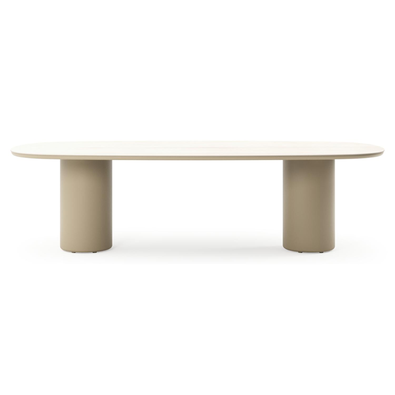 Amico tuintafel bombo in beige aluminium en volkeramiek Travertino Bianco - L 270 x B 125 x H 73.5 cm