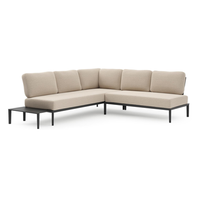 Tolosa loungehoek in zwart aluminium met rustic weather+ softtouch kussen