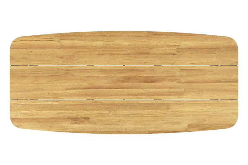 Cesano tuintafel bootvorm in zwart aluminium en teak - L 255 x B 115 x H 75 cm