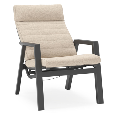 Prato loungestoel in zwart aluminium met rustic weather+ softtouch kussen