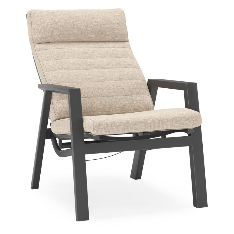 Prato loungestoel in zwart aluminium met rustic weather+ softtouch kussen