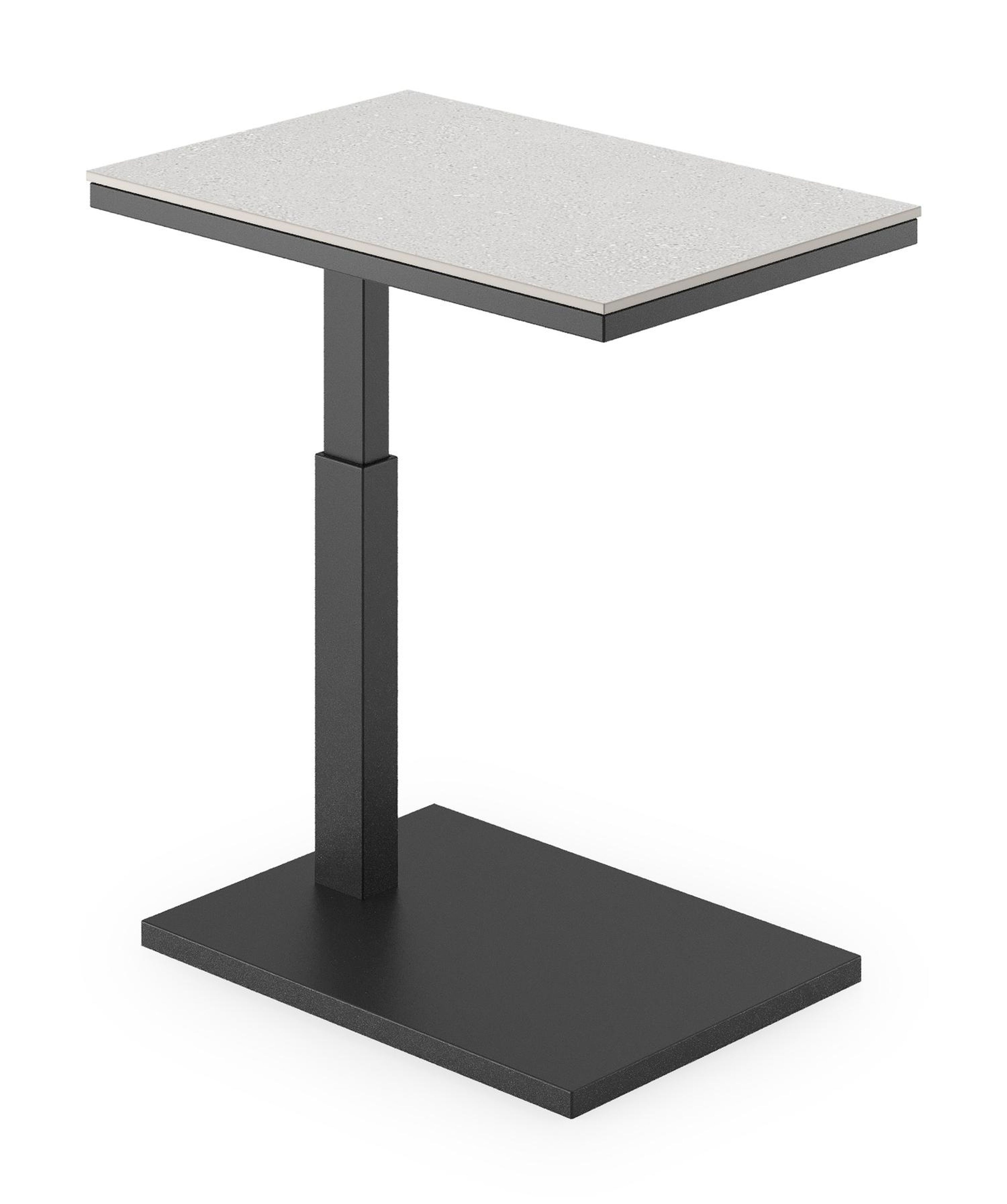 Talana bijzettafel in zwart aluminium en grijs volkeramiek - L 60 x B 40 x H 47/67,50