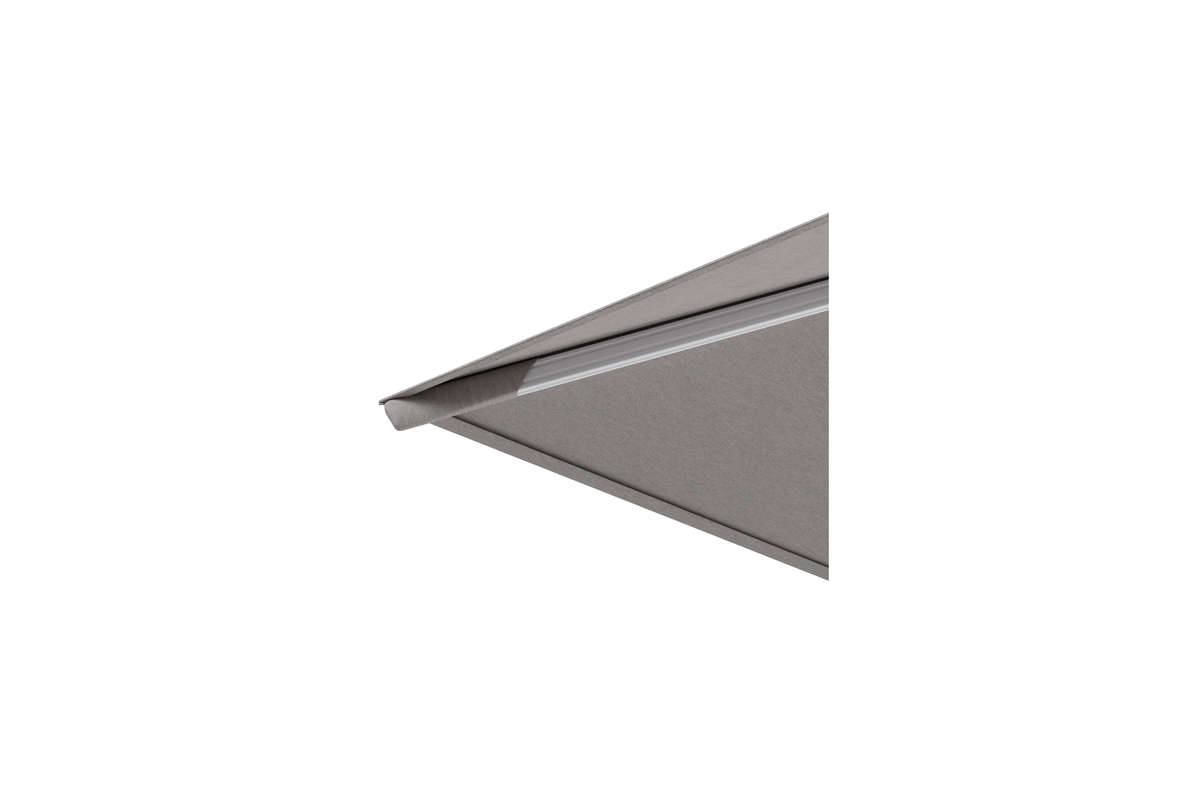 Avola zweefparasol met tiltfunctie in wit aluminium met natte graumel chalk all weather sunbrella® premium parasoldoek - L1 300 x L2 300 cm (zonder voet)