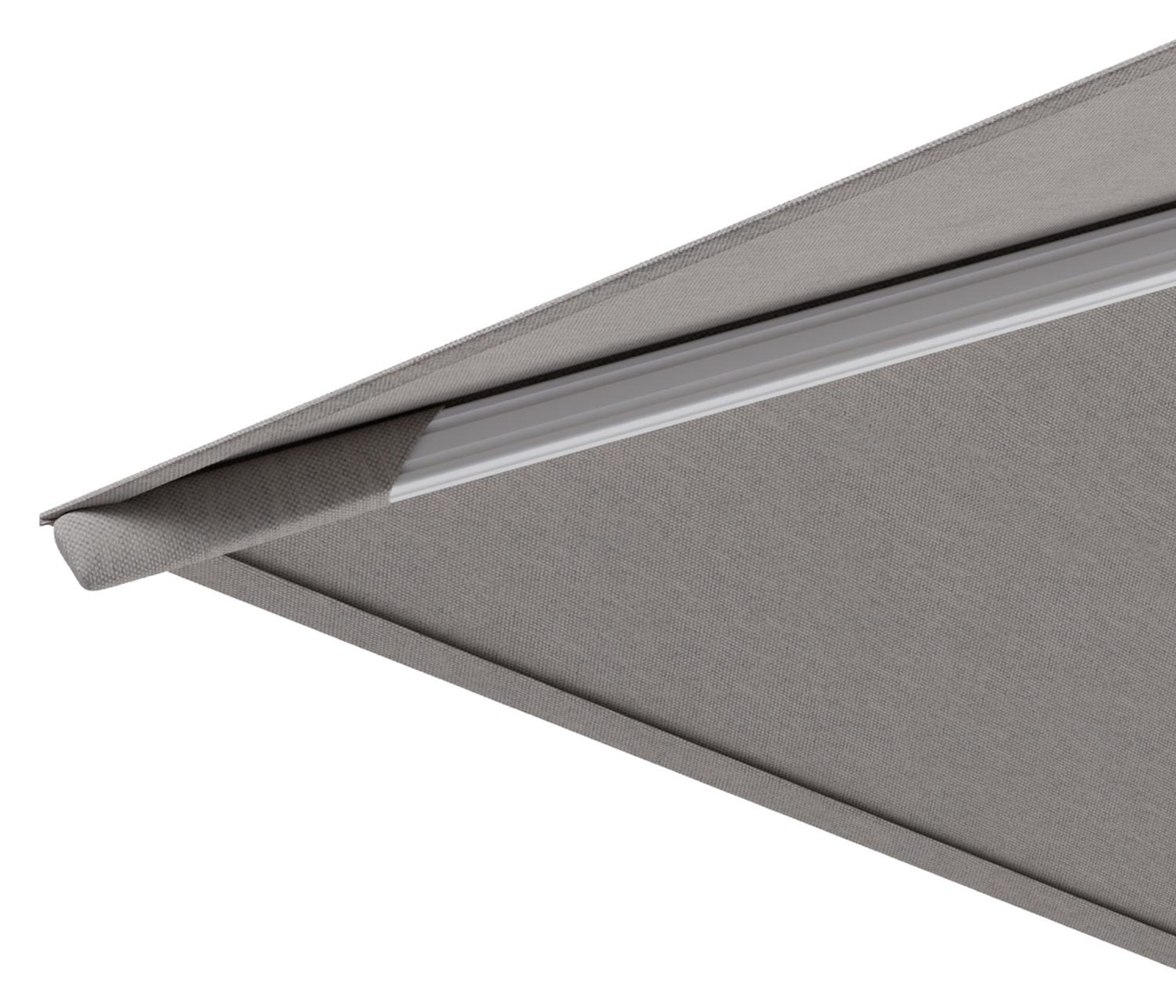 Avola zweefparasol met tiltfunctie in wit aluminium met natte graumel chalk all weather sunbrella® premium parasoldoek - L1 300 x L2 300 cm (zonder voet)