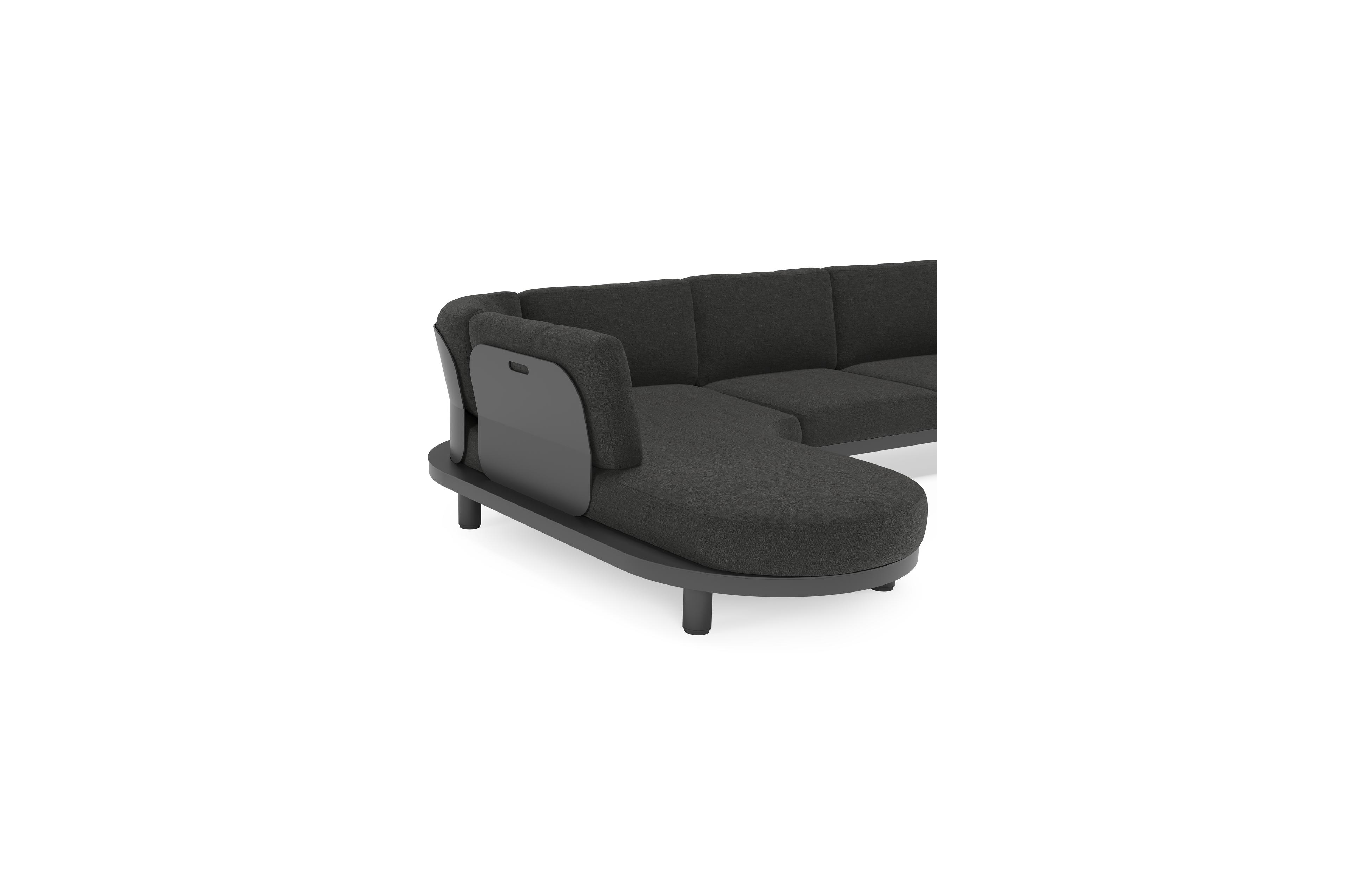 Donato loungehoek in zwart aluminium met All Weather Sunbrella® Luxe Chartres Sooty kussen