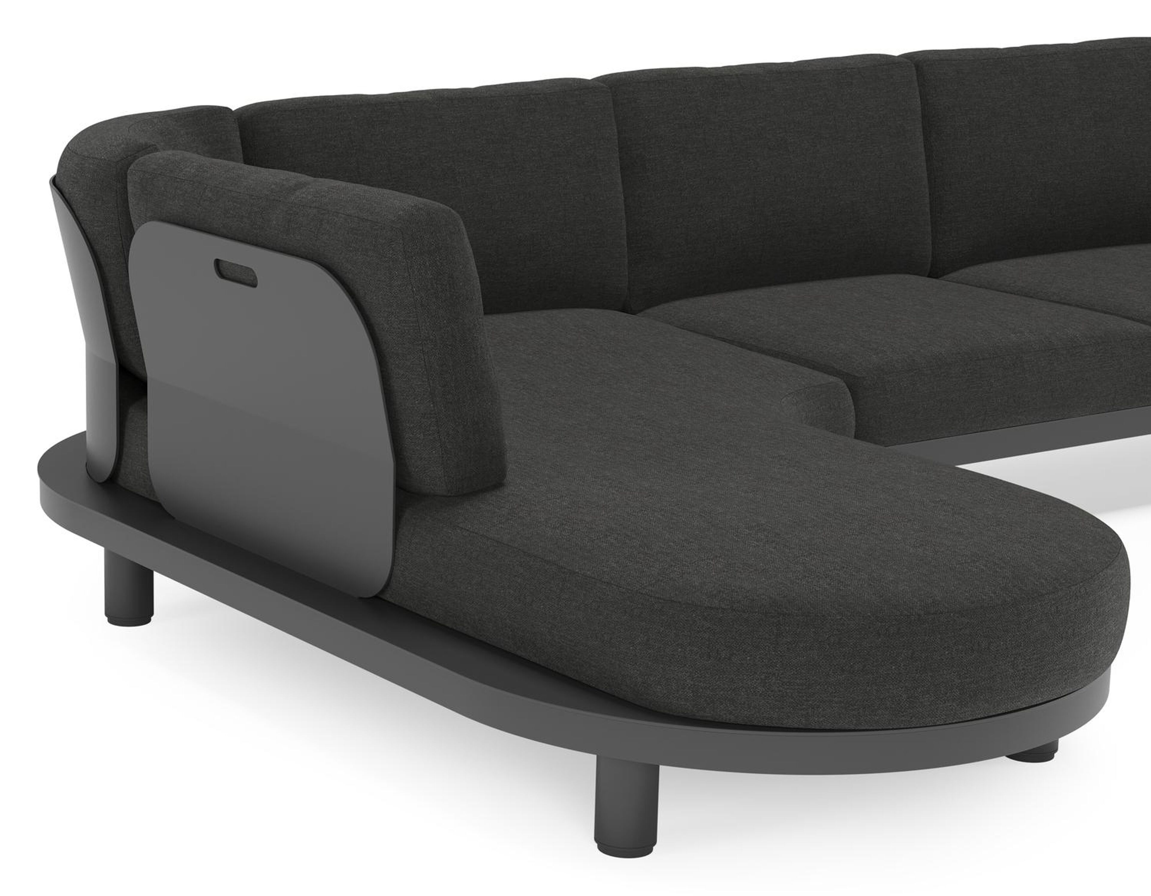 Salon de jardin d'angle Donato en aluminium noir et coussins en all Weather Sunbrella® Luxe Chartres Sooty