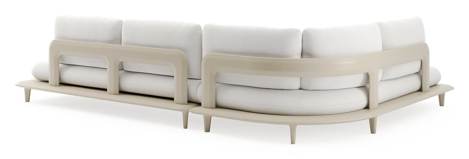 Salon de jardin d'angle Bomero en aluminium beige et coussins en all weather solica soul optik