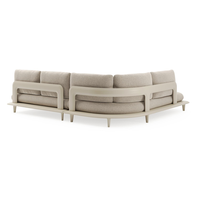 Bomero loungehoek in beige aluminium met chartres pewter all weather sunbrella® luxe kussen