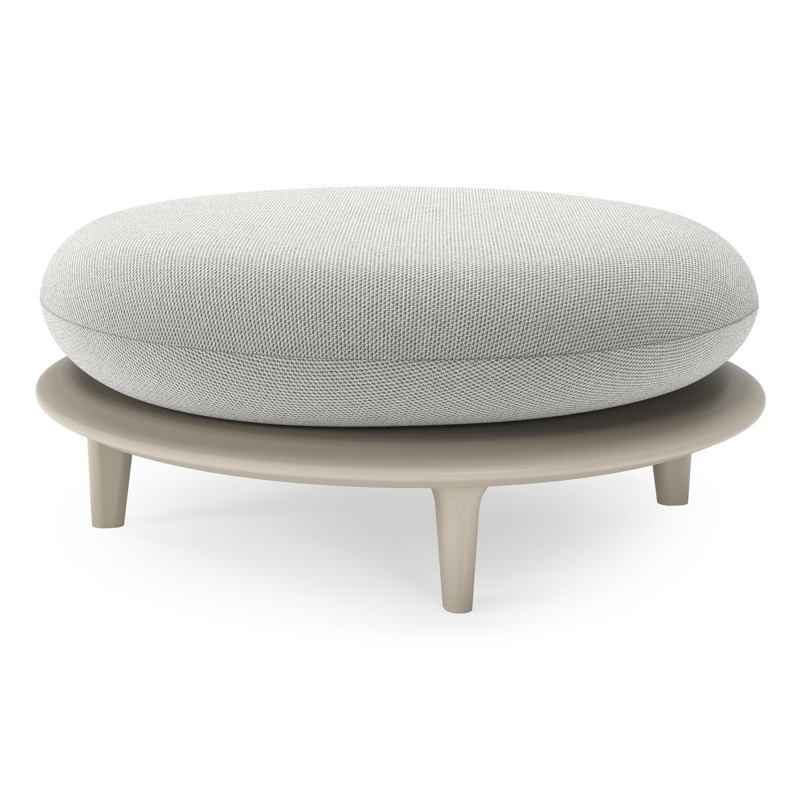 Bomero poef in beige aluminium met lopi ash all weather sunbrella® luxe kussen