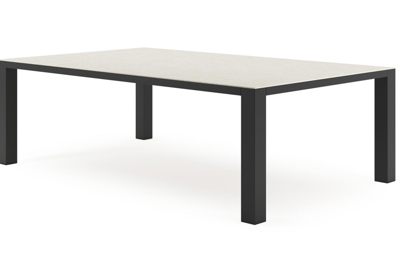 Nano tuintafel in zwart aluminium en volkeramiek shilin - L 240 x B 148 x H 75 cm
