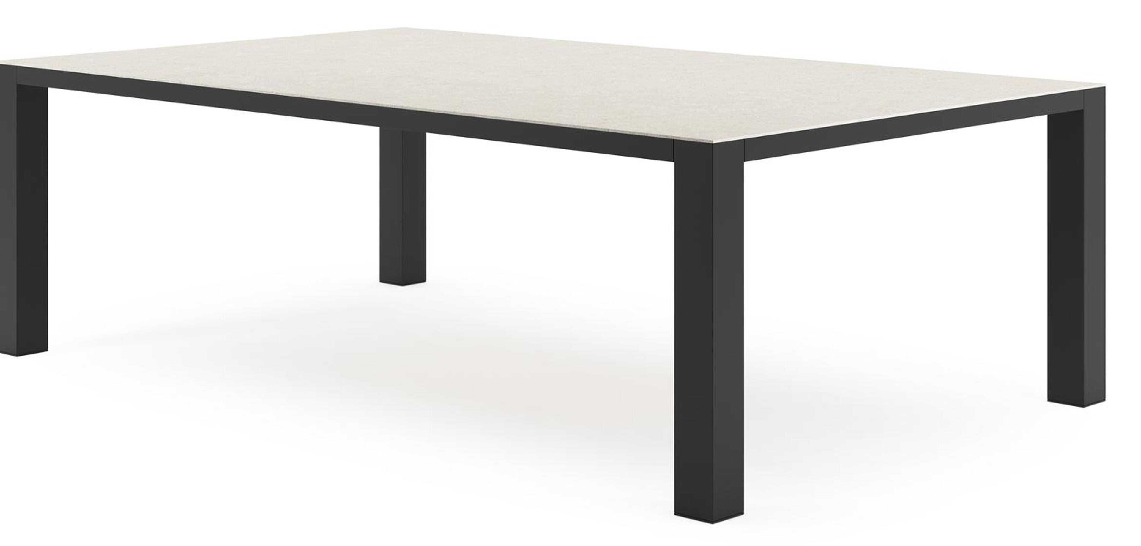Table de jardin Nano rectangulaire en aluminium noir et céramique pleine shilin - Lg. 240 x Lrg. 148 x Haut. 75 cm