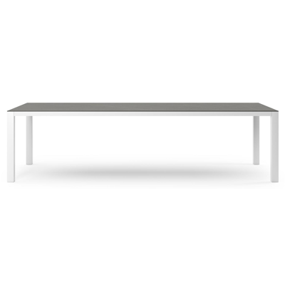 Table de jardin Como en aluminium blanc et céramique pleine Calatorao - Lg. 280 x Lrg. 110 x Haut. 75 cm