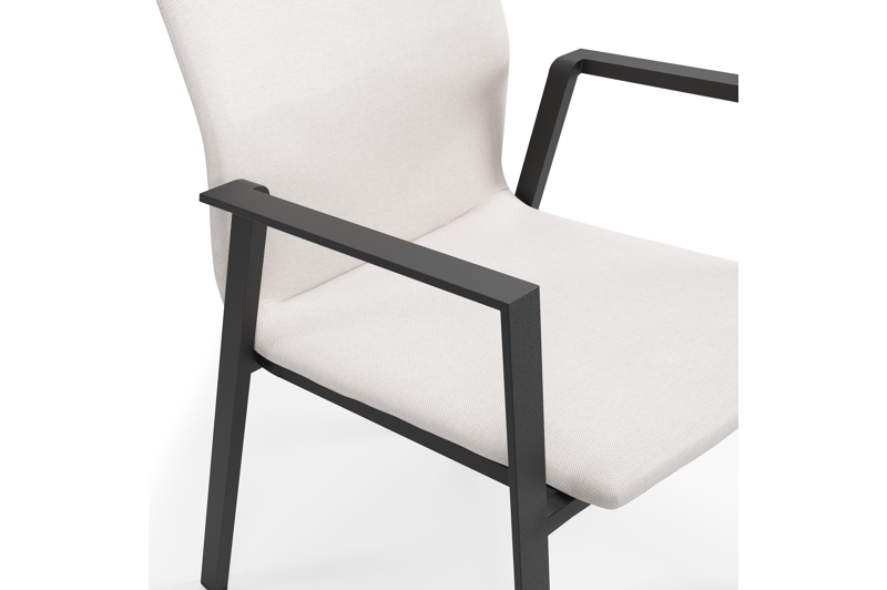 Reza rechthoekige tuinset in zwart aluminium en teak natural finish met 6 Madura tuinstoelen