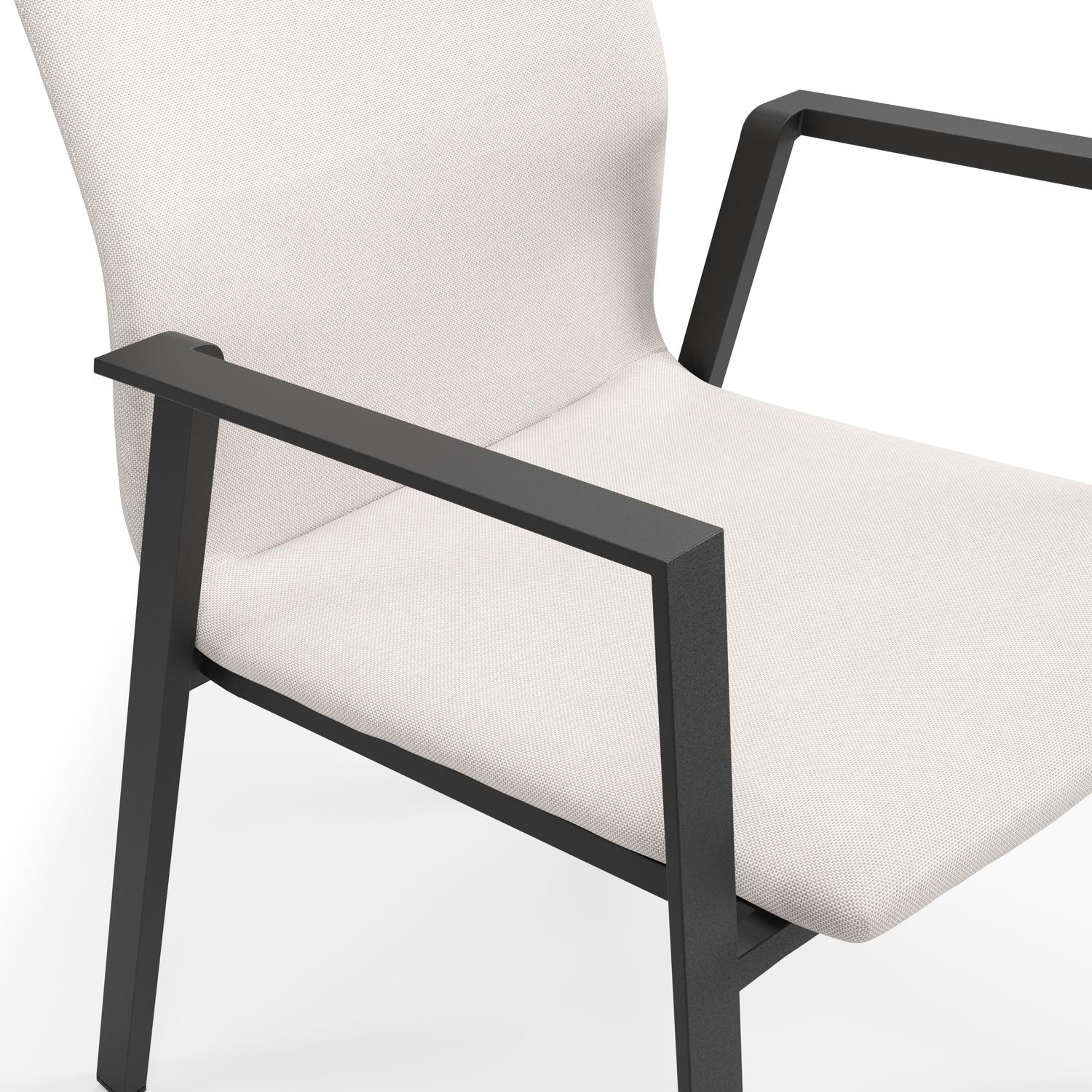 Mira ensemble de jardin rectangulaire arrondi en aluminium noir en sintered stone crema minerale avec 10 chaises de jardin Madura