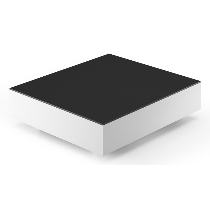 Table de basse Como rectangulaire en aluminium blanc et céramique pleine Nero Black - Lg. 70 x Lrg. 80 x Haut. 20 cm