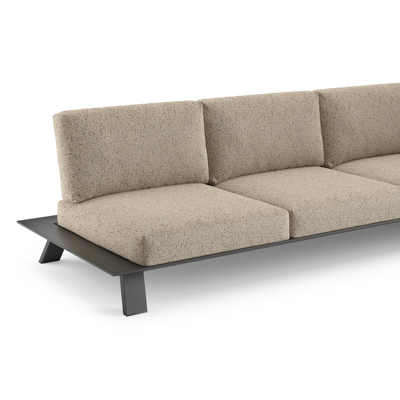 Salon de jardin d'angle Cesano en aluminium noir et coussin en all weather Cosytica bora jungle