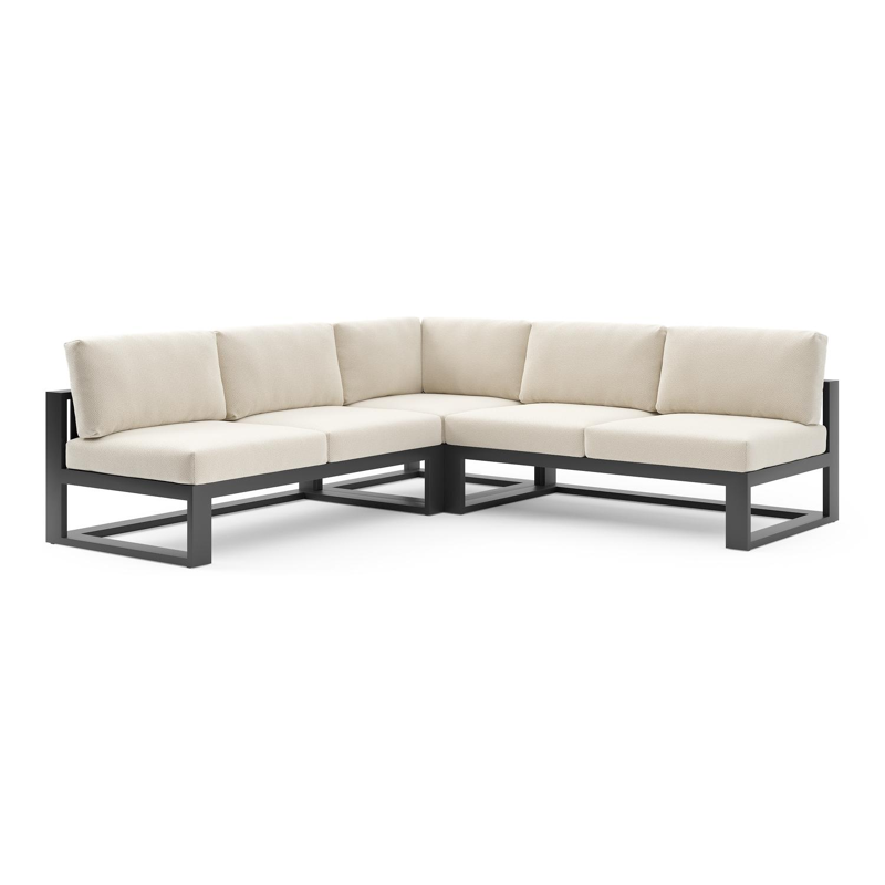 Verato loungehoek in zwart aluminium met althea off white all weather cosytica kussen