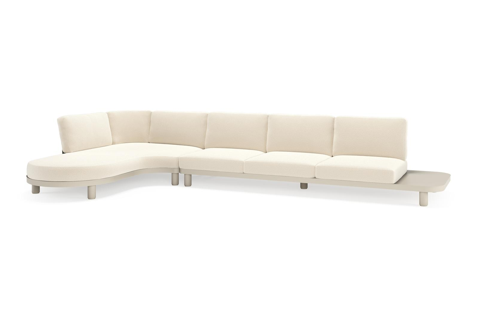 Donato loungehoek in beige aluminium met althea off white all weather cosytica kussen
