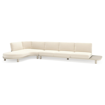 Donato loungehoek in beige aluminium met althea off white all weather cosytica kussen