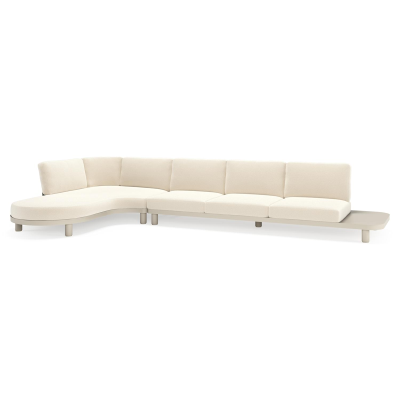 Donato loungehoek in beige aluminium met althea off white all weather cosytica kussen