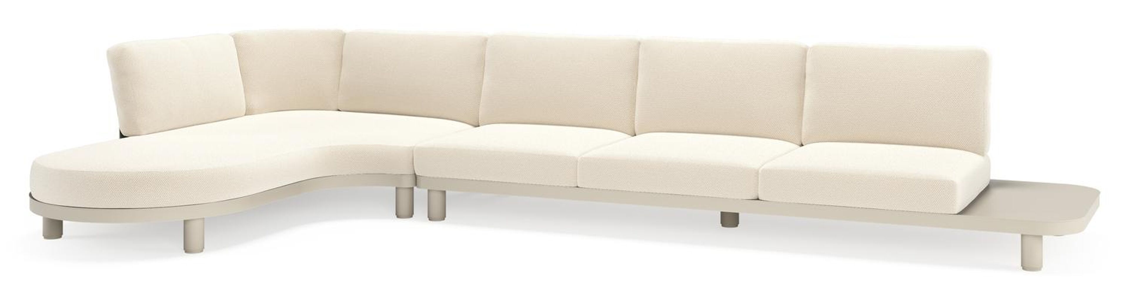 Donato loungehoek in beige aluminium met althea off white all weather cosytica kussen