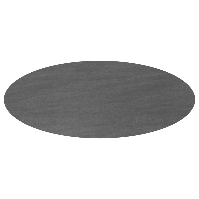 Amico tuintafel ovaal in wit aluminium en volkeramiek Basalt Black - L 320 x B 130 x H 73.5 cm