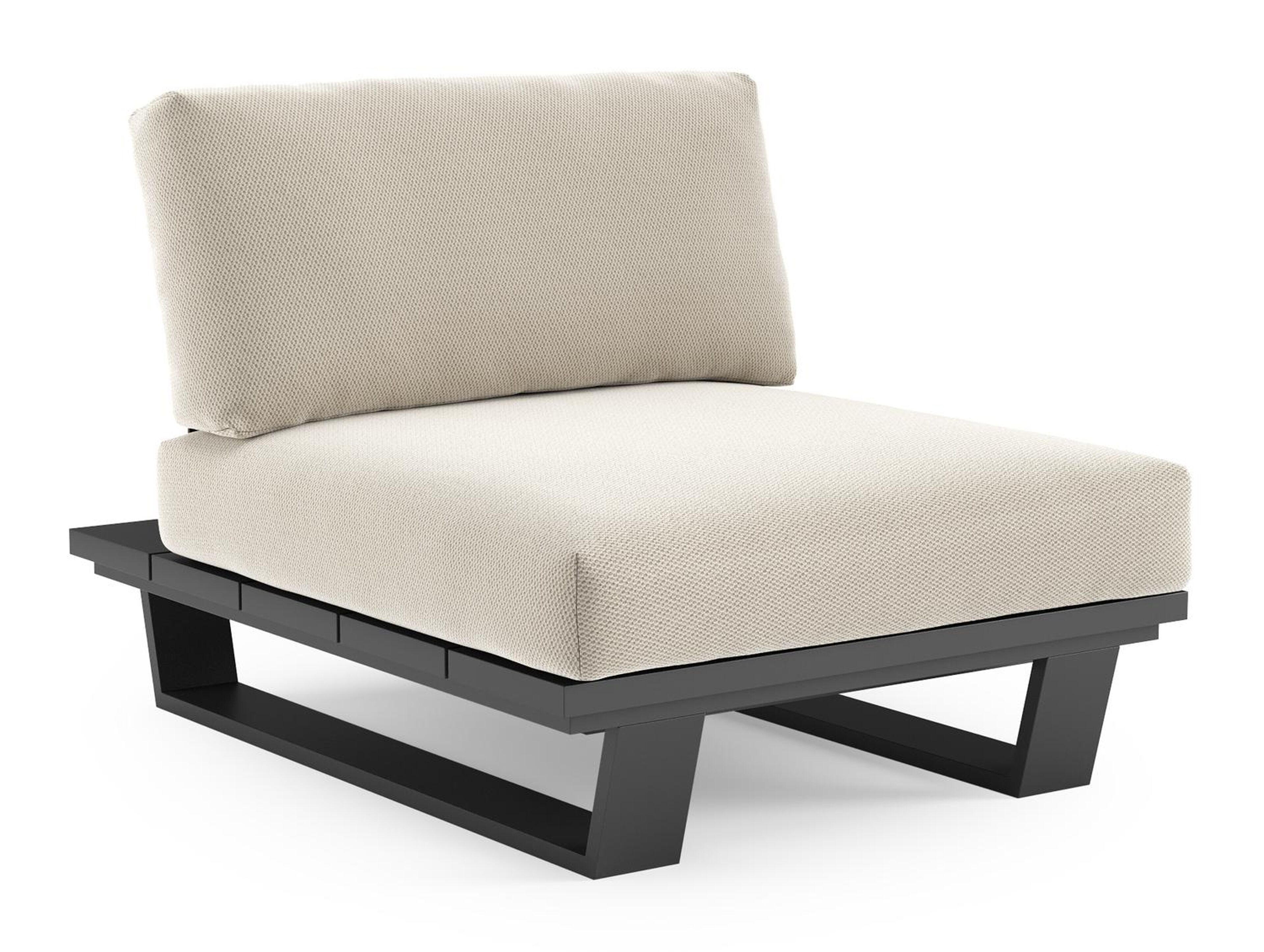 Pagino loungestoel in zwart aluminium met lopi marble all weather sunbrella® luxe kussen