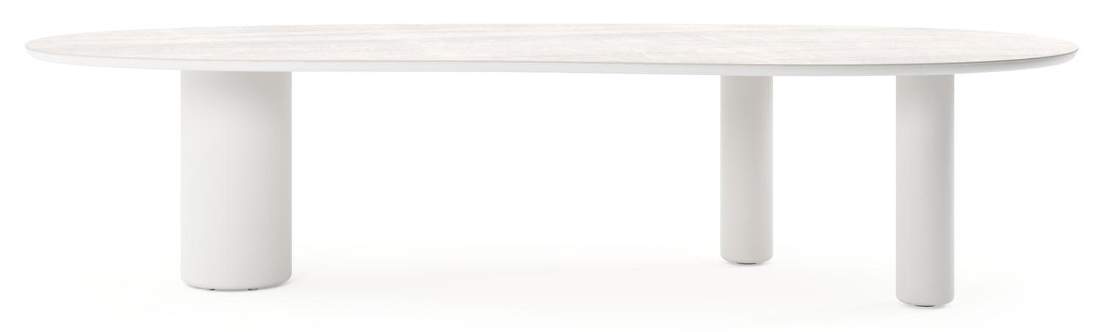 Amico tuintafel organisch in wit aluminium en volkeramiek Taj Mahal - L 320 x B 145 x H 74 cm