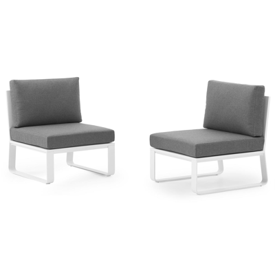 Navelli loungezetels 2 x 1-zit in wit aluminium met grijs weather+ softtouch kussen