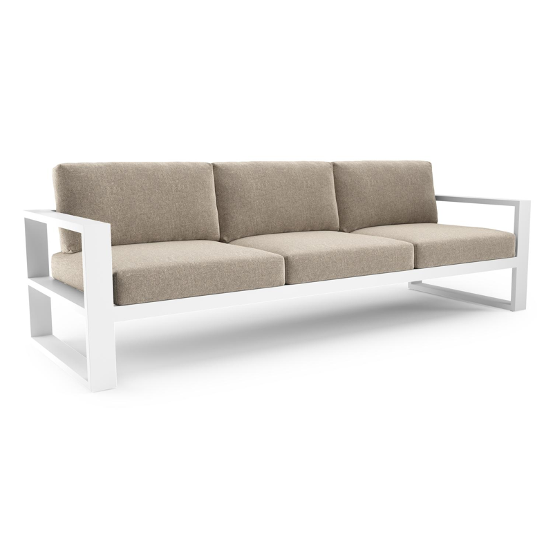 Verato loungebank in wit aluminium met chartres pewter all weather sunbrella® luxe kussen