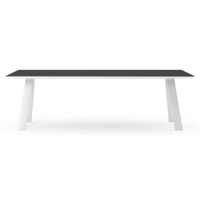 Table de jardin Cesano en aluminium blanc et céramique pleine nero black - Lg 240 x Larg. 100 x H 75 cm