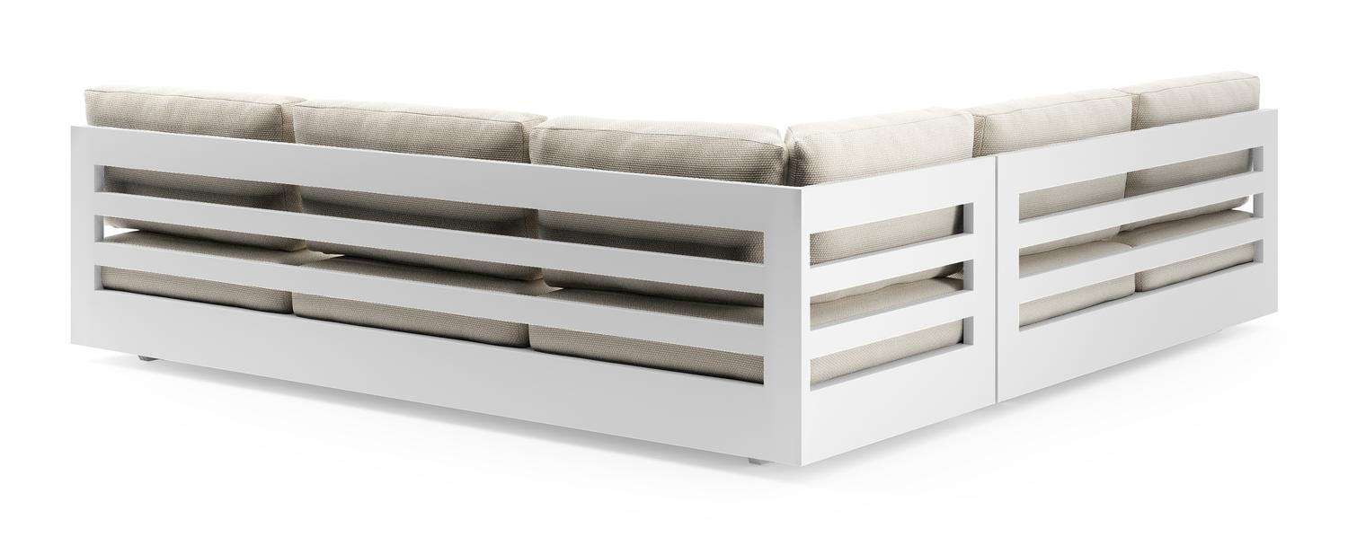 Como loungehoek in wit aluminium met althea off white all weather cosytica kussen