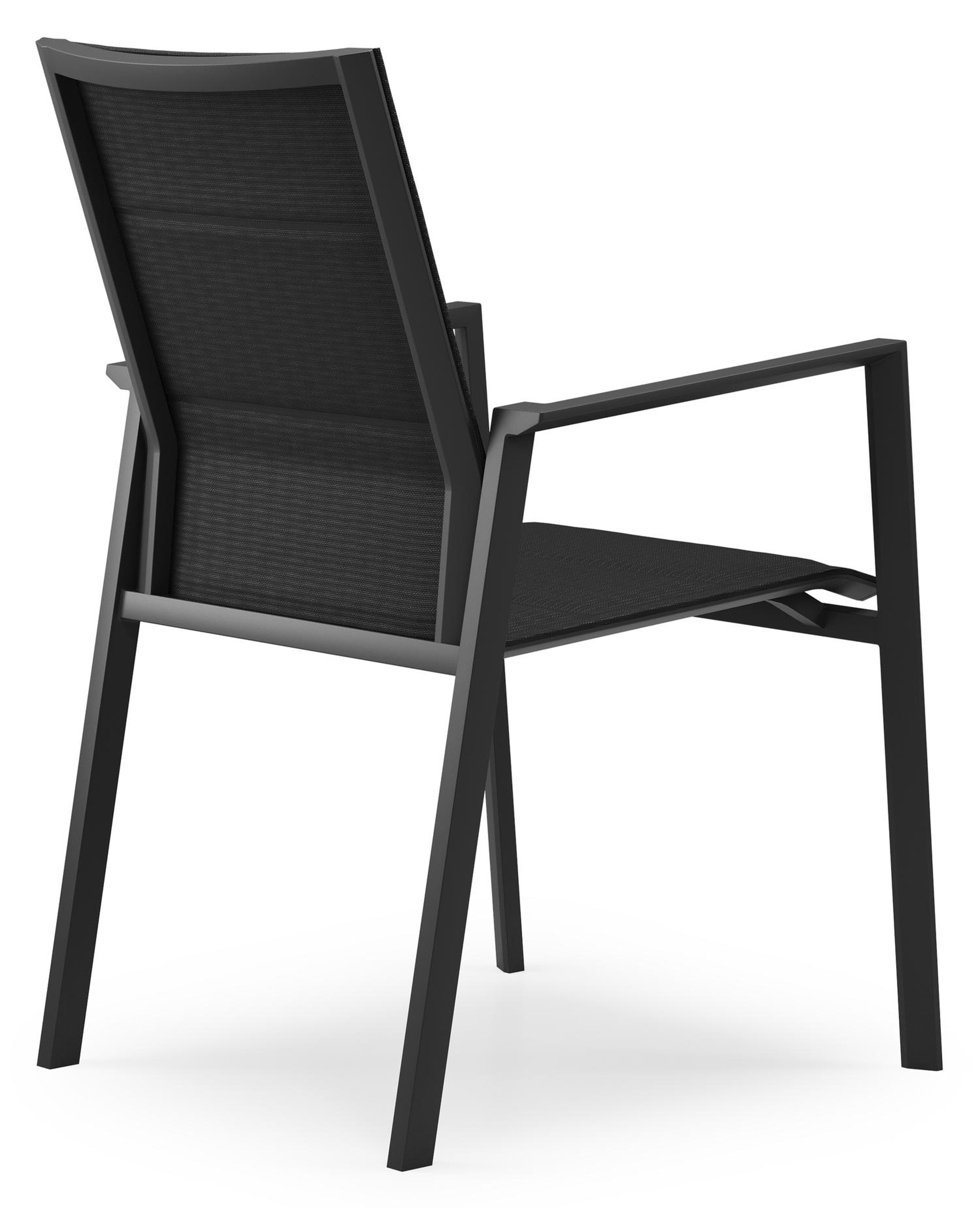 Cirello stapelbare tuinstoel in zwart aluminium en zwart comfort textilene